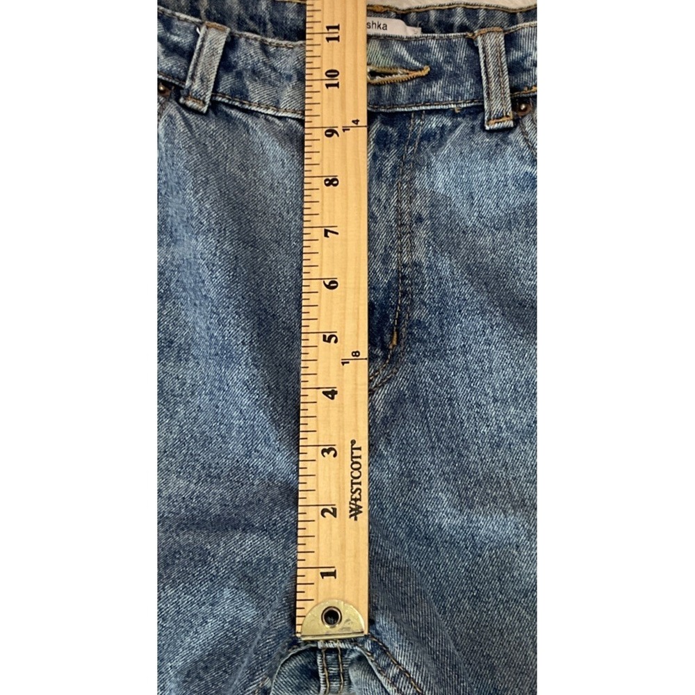 Bershka Women's Size 4 Straight Leg JeansLight‎ Blue High Rise Denim Tapered Hem - Picture 11 of 13